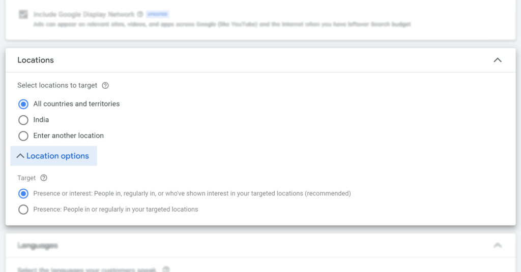 Location Google Ads